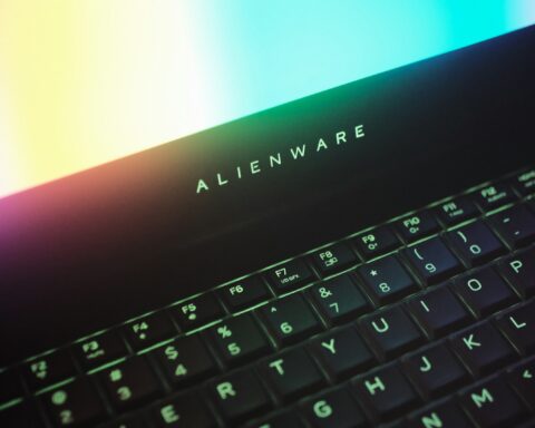 a close up of the keyboard of a laptop