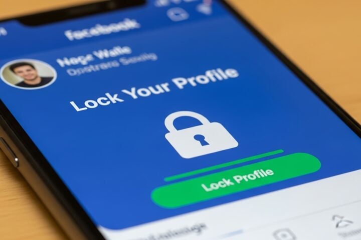 Facebook profile lock screen on a smartphone