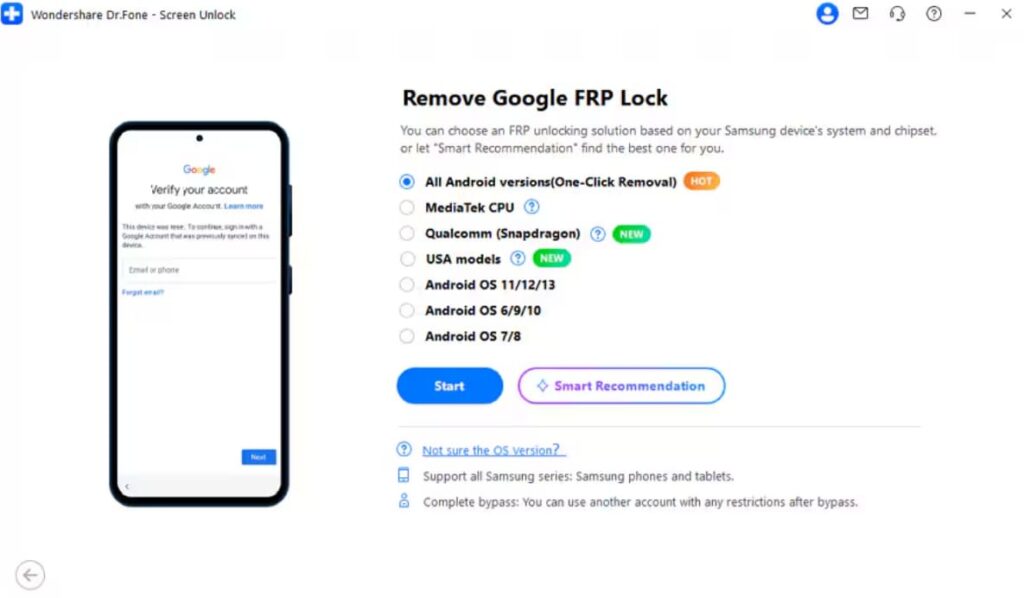 select dr.fone one click removal